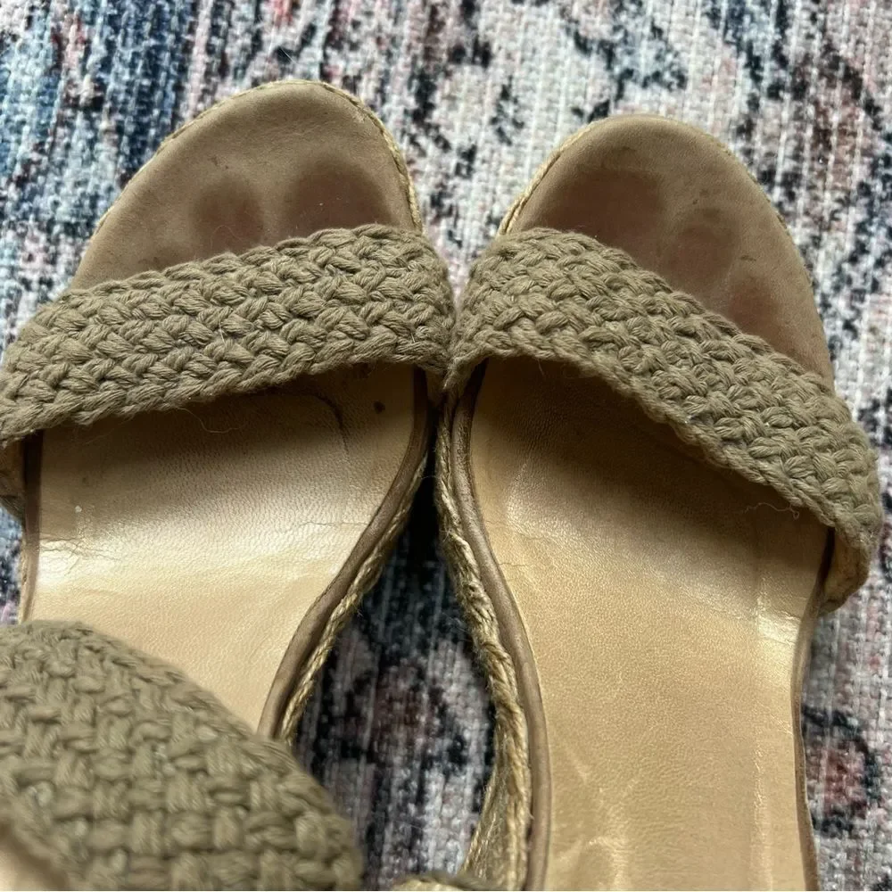Stuart Weitzman Alexis Wedge Swamp Espadrille Sandals Khaki Size 8.5 - Picture 14 of 14